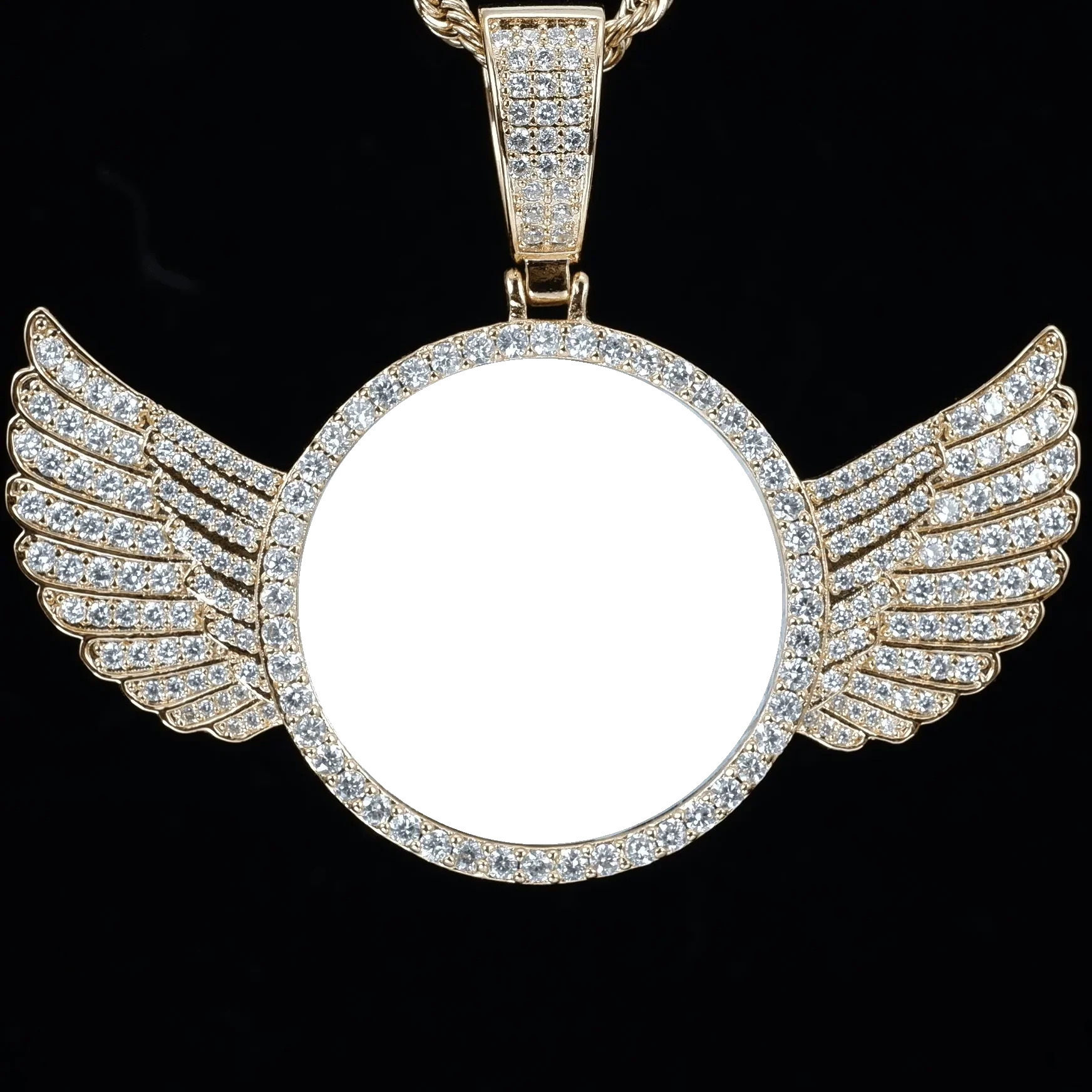 Custom Wing Photo Pendant- Gold - Image 3