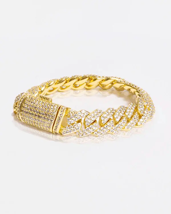 14MM ICED OUT CUBAN BRACELET - Gold - Image 2