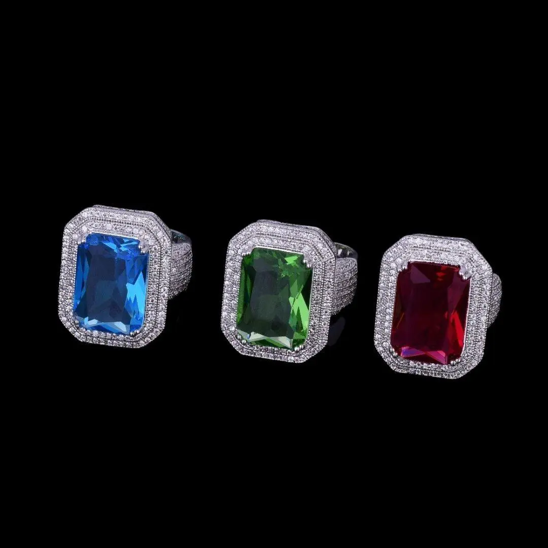 Emerald Stones Iced Out Ring