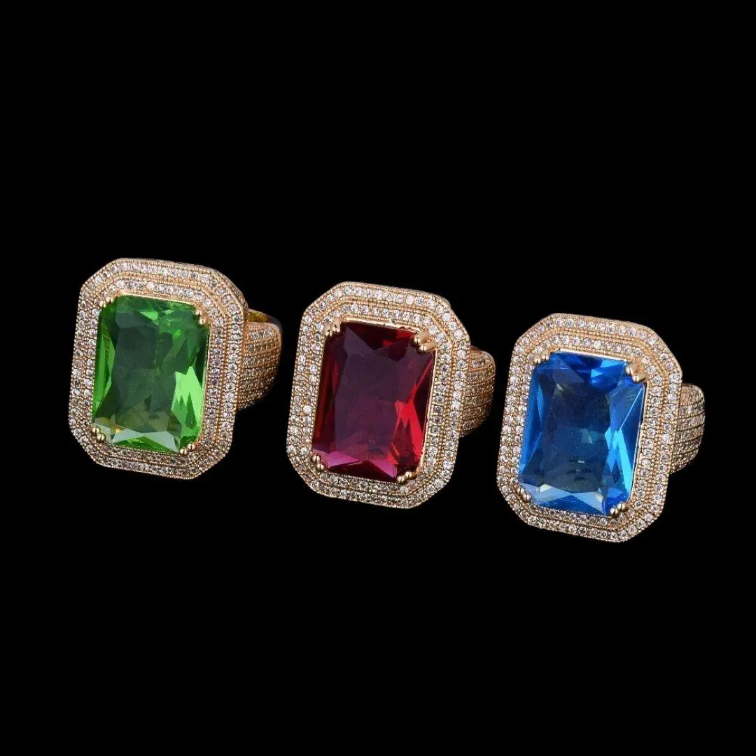 Emerald Stones Iced Out Ring - Image 3