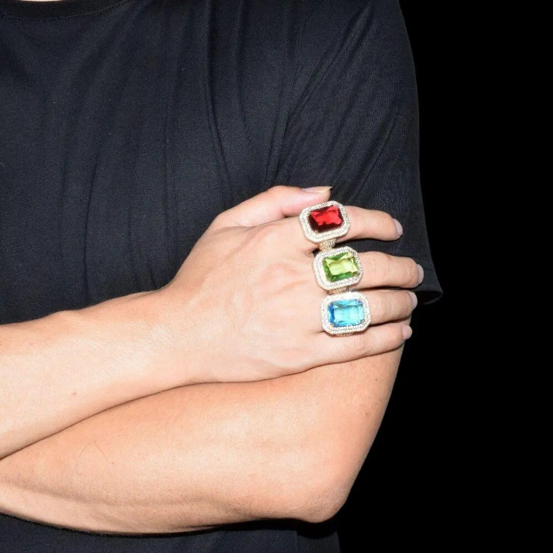 Emerald Stones Iced Out Ring - Image 6