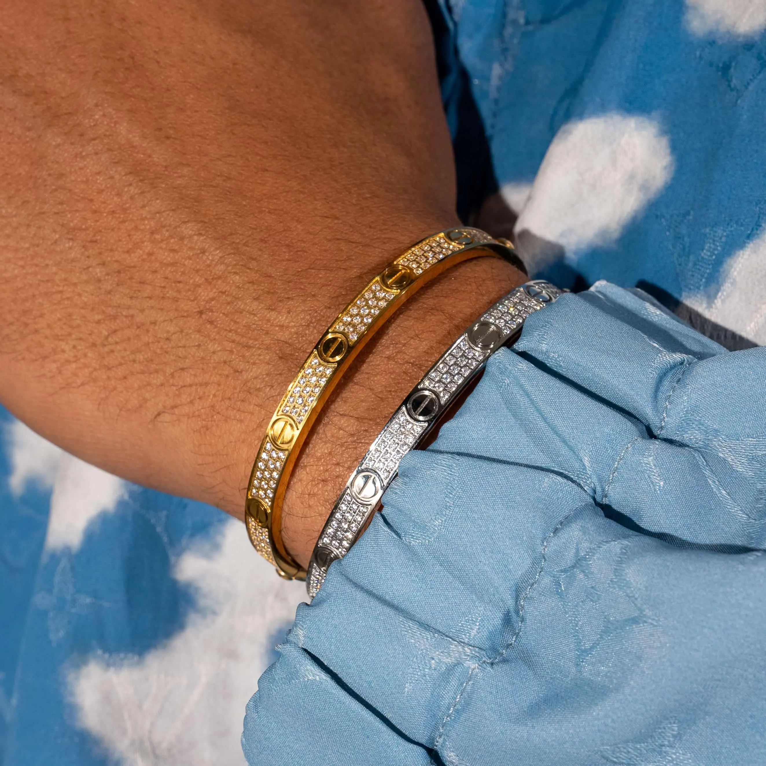 Iced Band Bracelet - Gold - Image 3