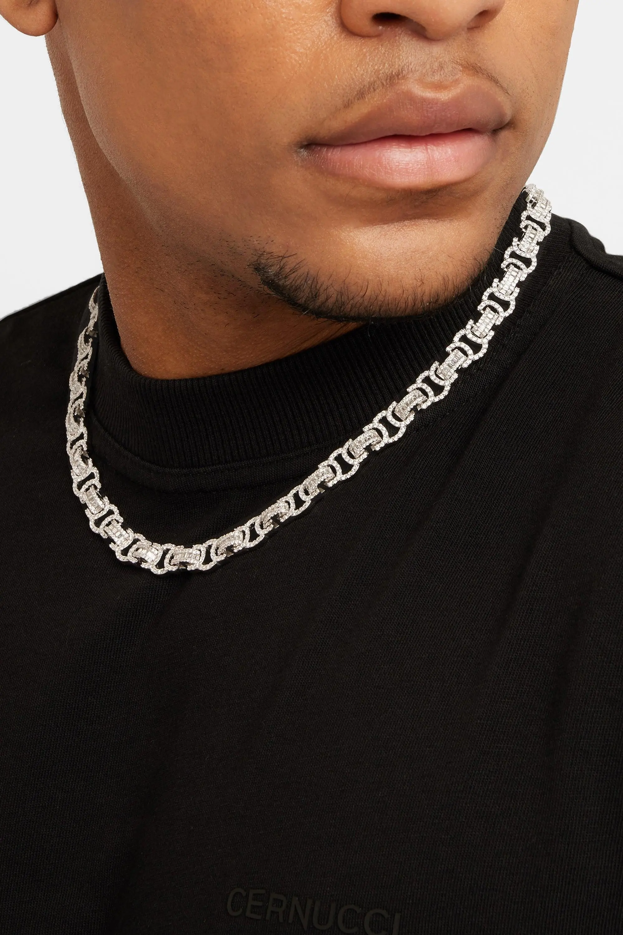 Iced Byzantine Chain - White Gold
