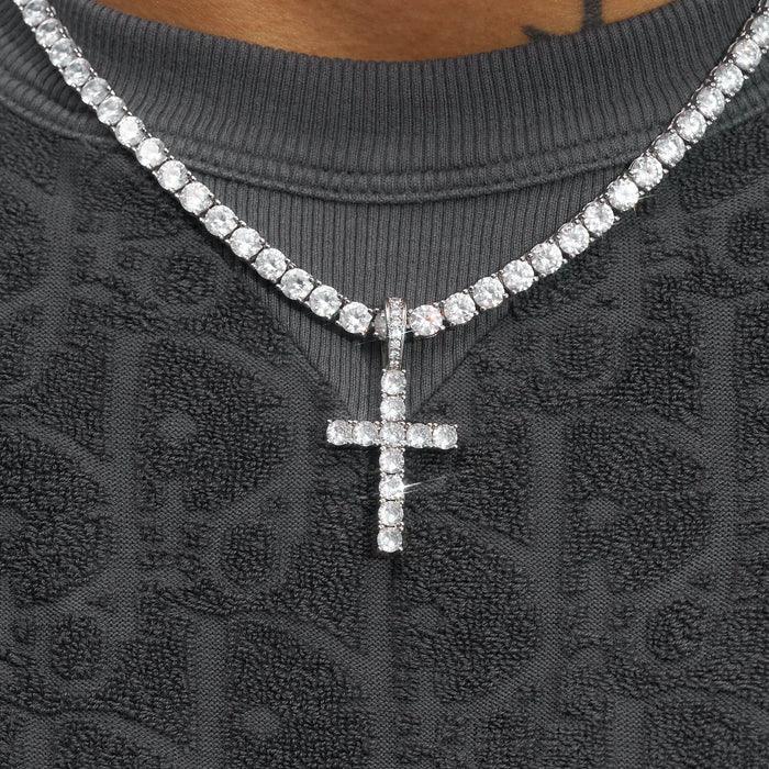 ICED CROSS PENDANT + 4MM TENNIS CHAIN - Image 2