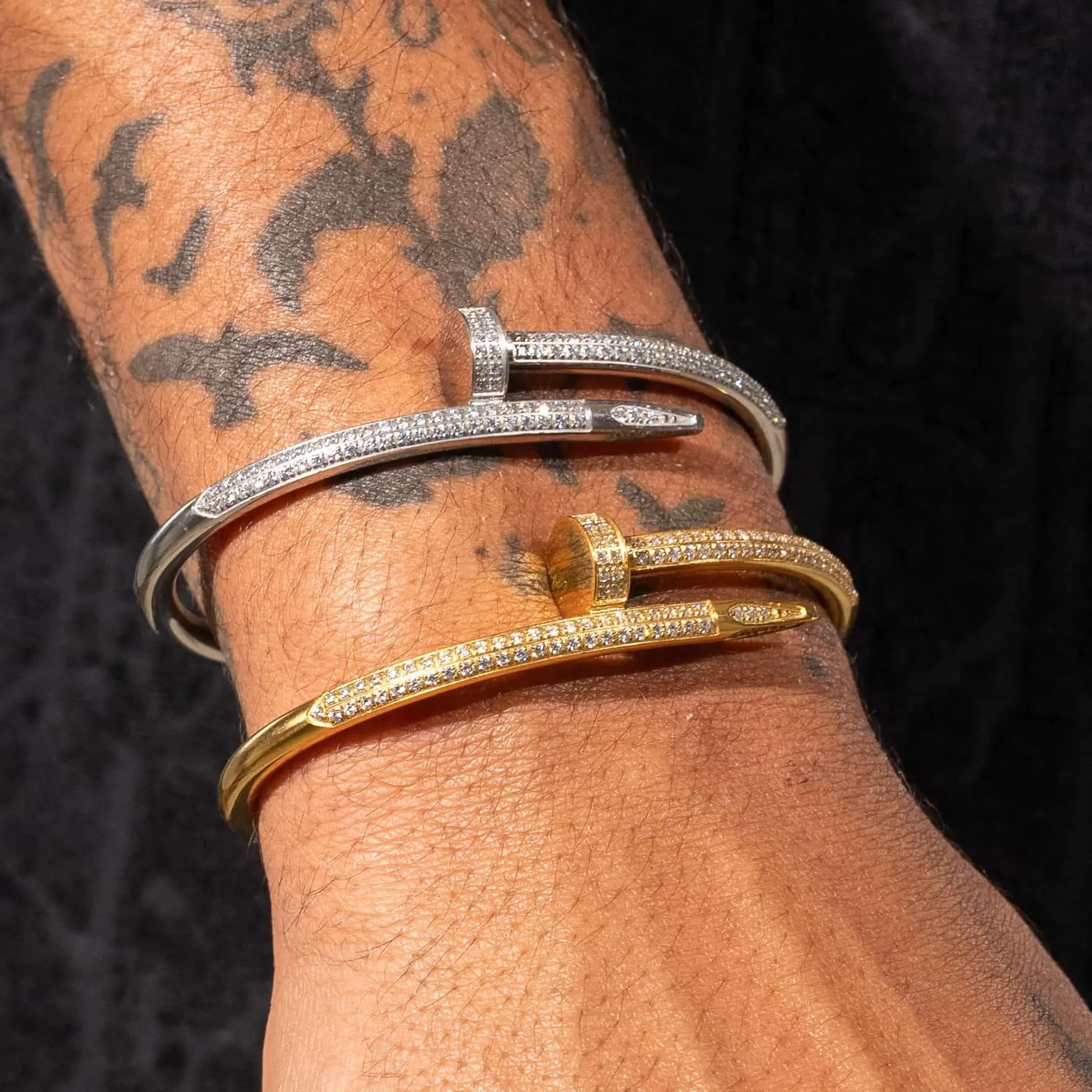 Iced Nail Bracelet - Gold - Image 4