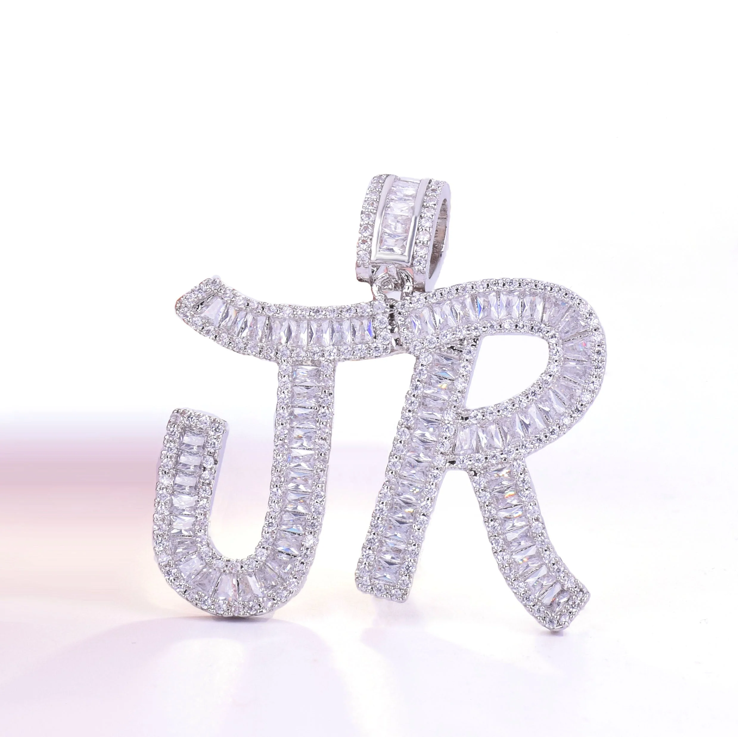 Iced Out Baguette Letters - White Gold - Image 2
