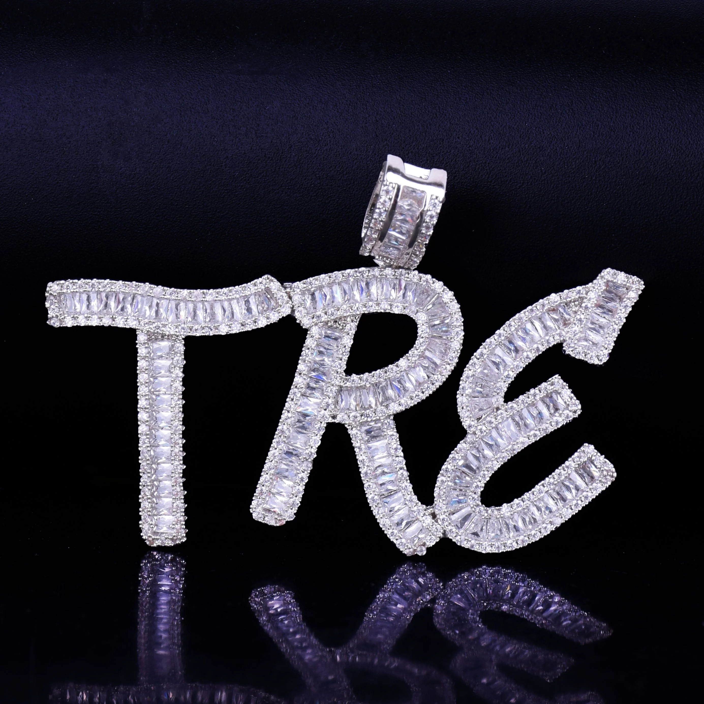 Iced Out Baguette Letters - White Gold - Image 3