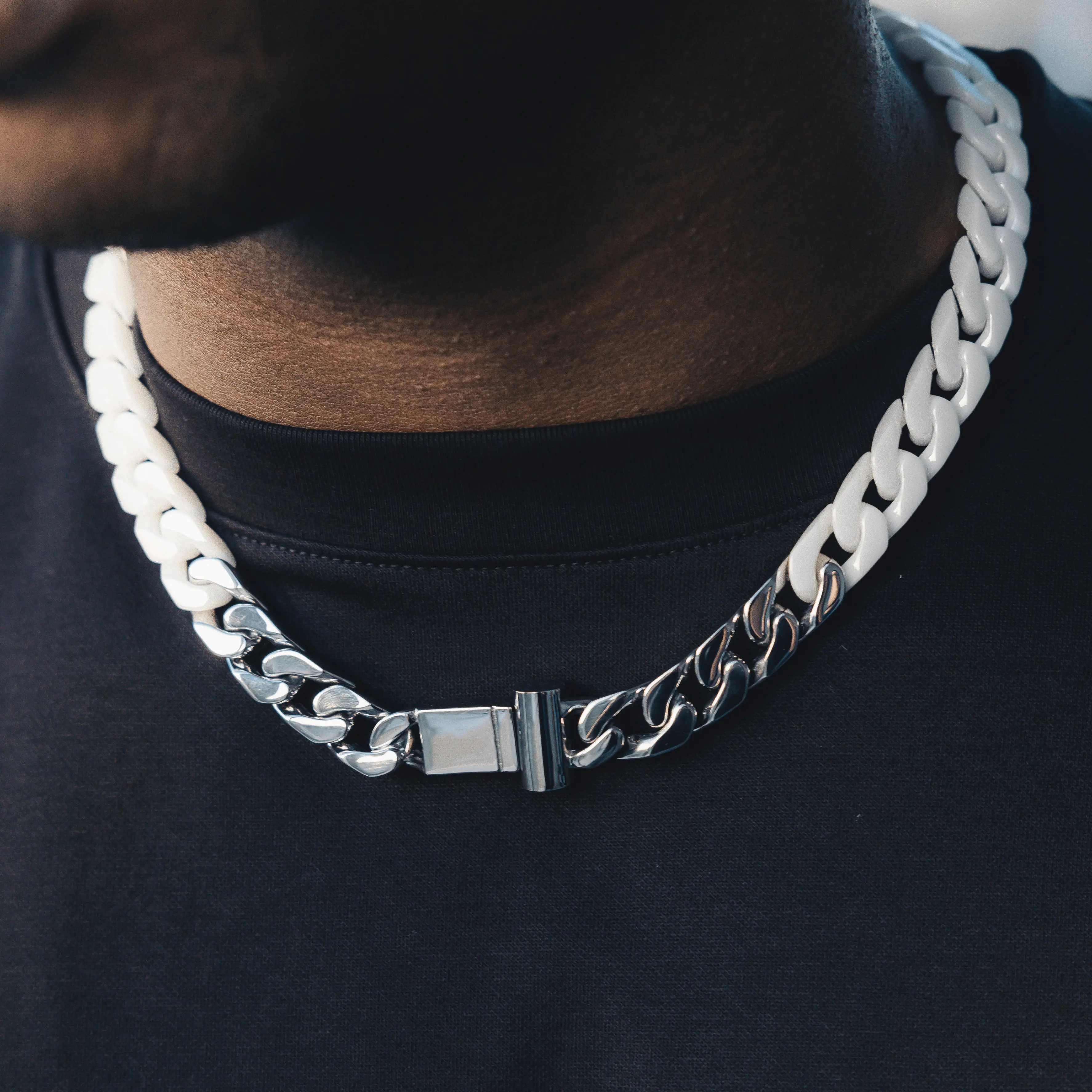 Marble x Cuban Chain - White Gold