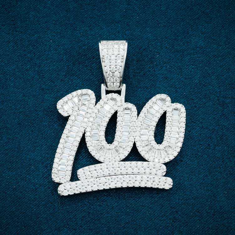 Moissanite 100 Emoji Pendant - Vermeil Gold - Image 5