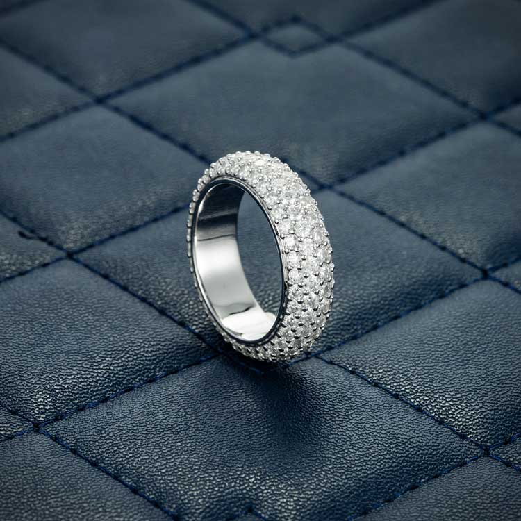 Moissanite 4-Row Band Ring - Vermeil Gold - Image 2