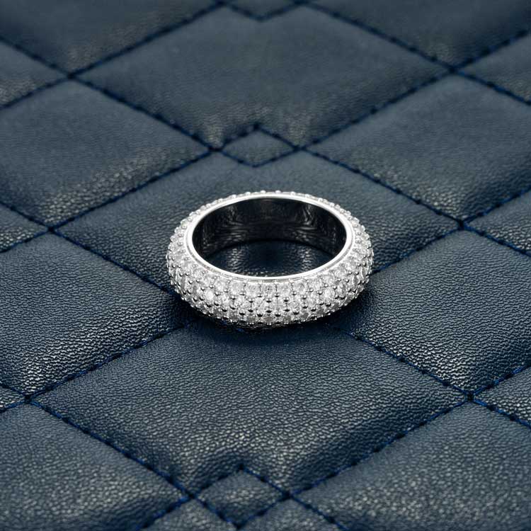 Moissanite 4-Row Band Ring - Vermeil Gold - Image 3