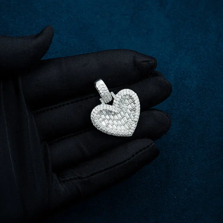 Moissanite Heart Pendant - Vermeil Gold - Image 2