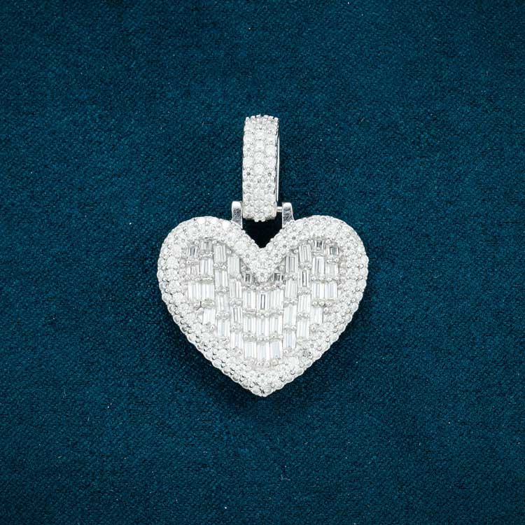 Moissanite Heart Pendant - Vermeil Gold - Image 4