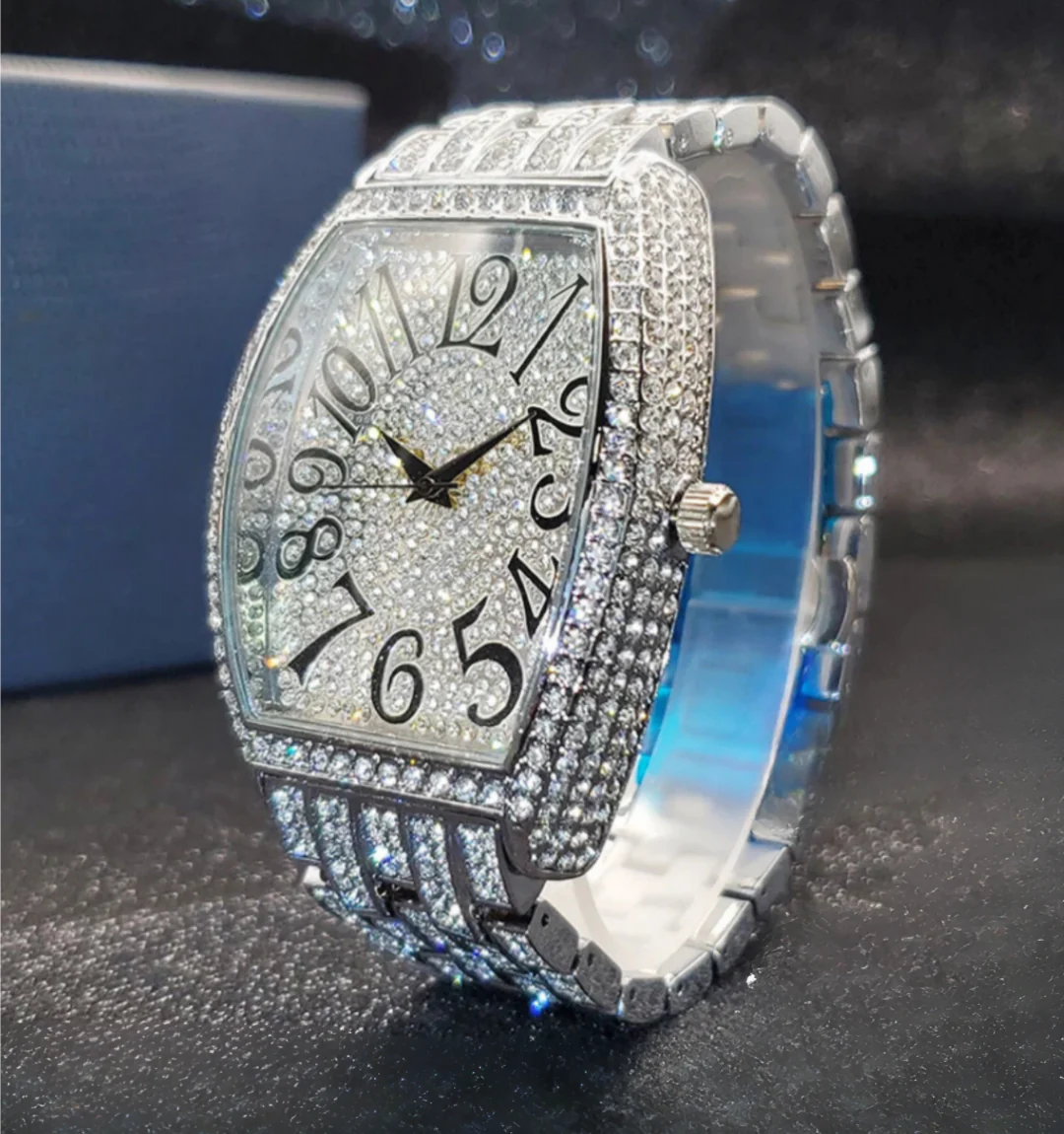 Navette Gold Iced Out Watch