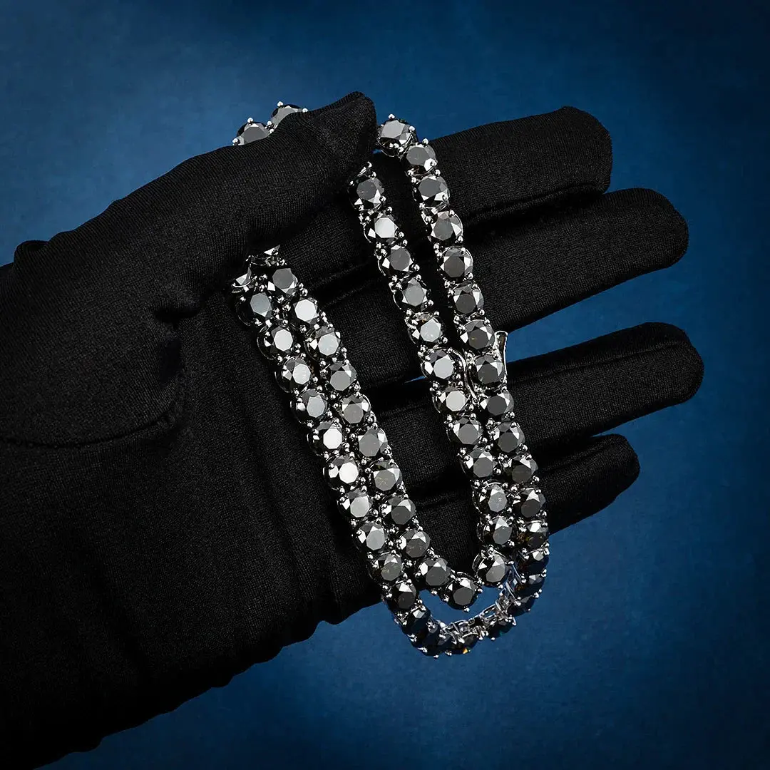 Rare Black Moissanite Tennis Chain - White Gold Vermeil - Image 2