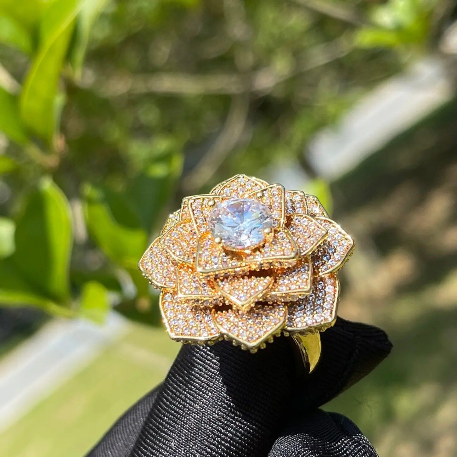 Rose Flower Iced Out Ring - Image 4