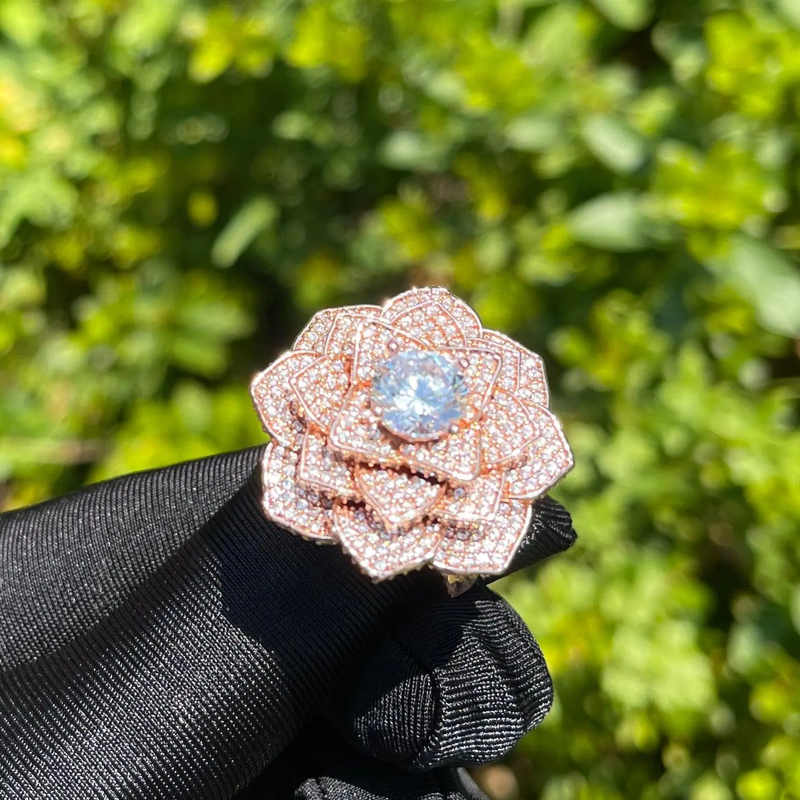 Rose Flower Iced Out Ring - Image 5