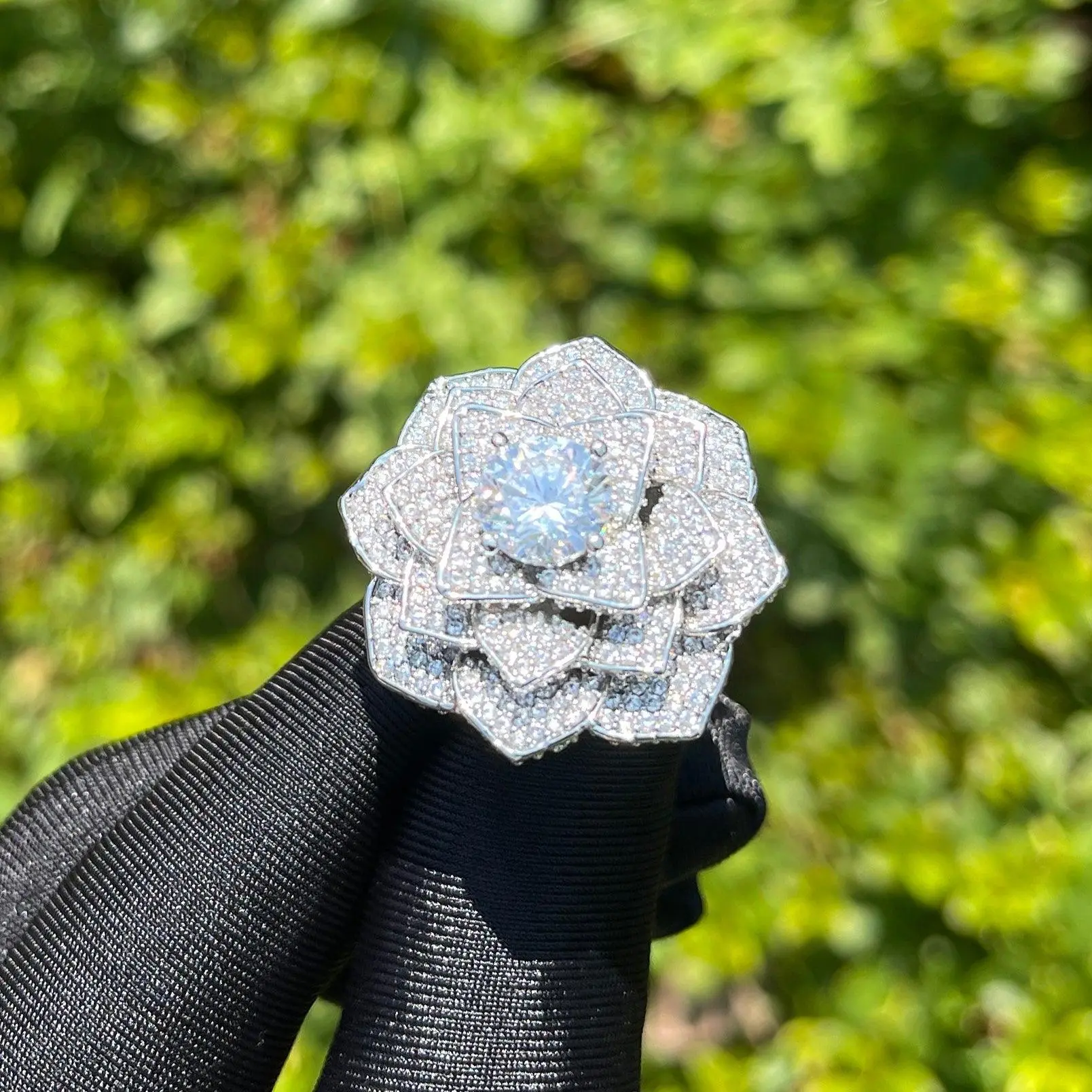 Rose Flower Iced Out Ring - Image 6