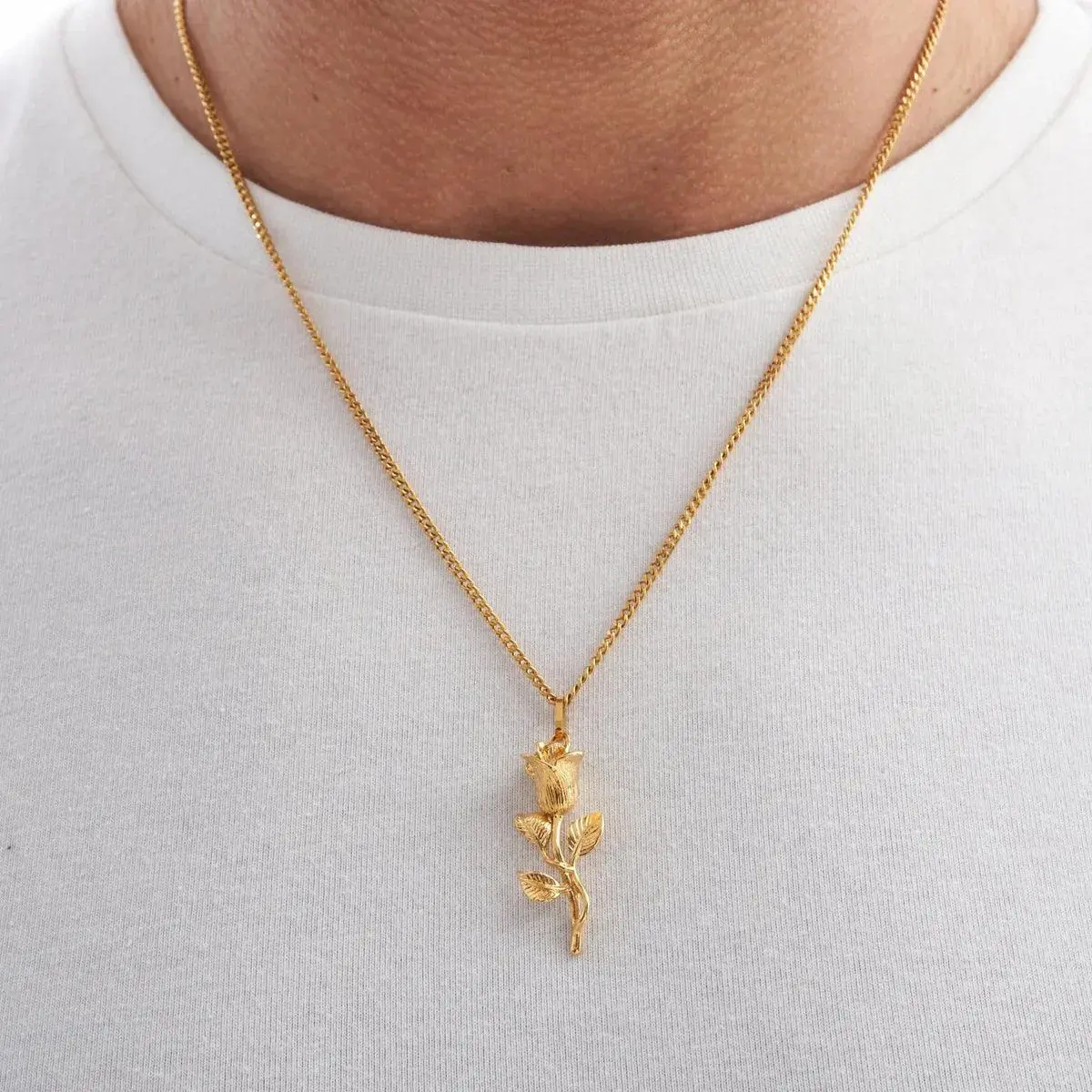 ROSE PENDANT + MICRO CUBAN CHAIN - Image 3