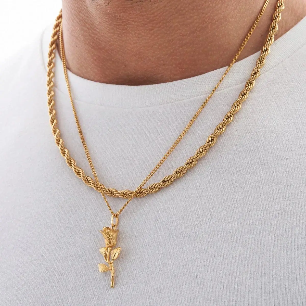 ROSE PENDANT + MICRO CUBAN CHAIN - Image 4