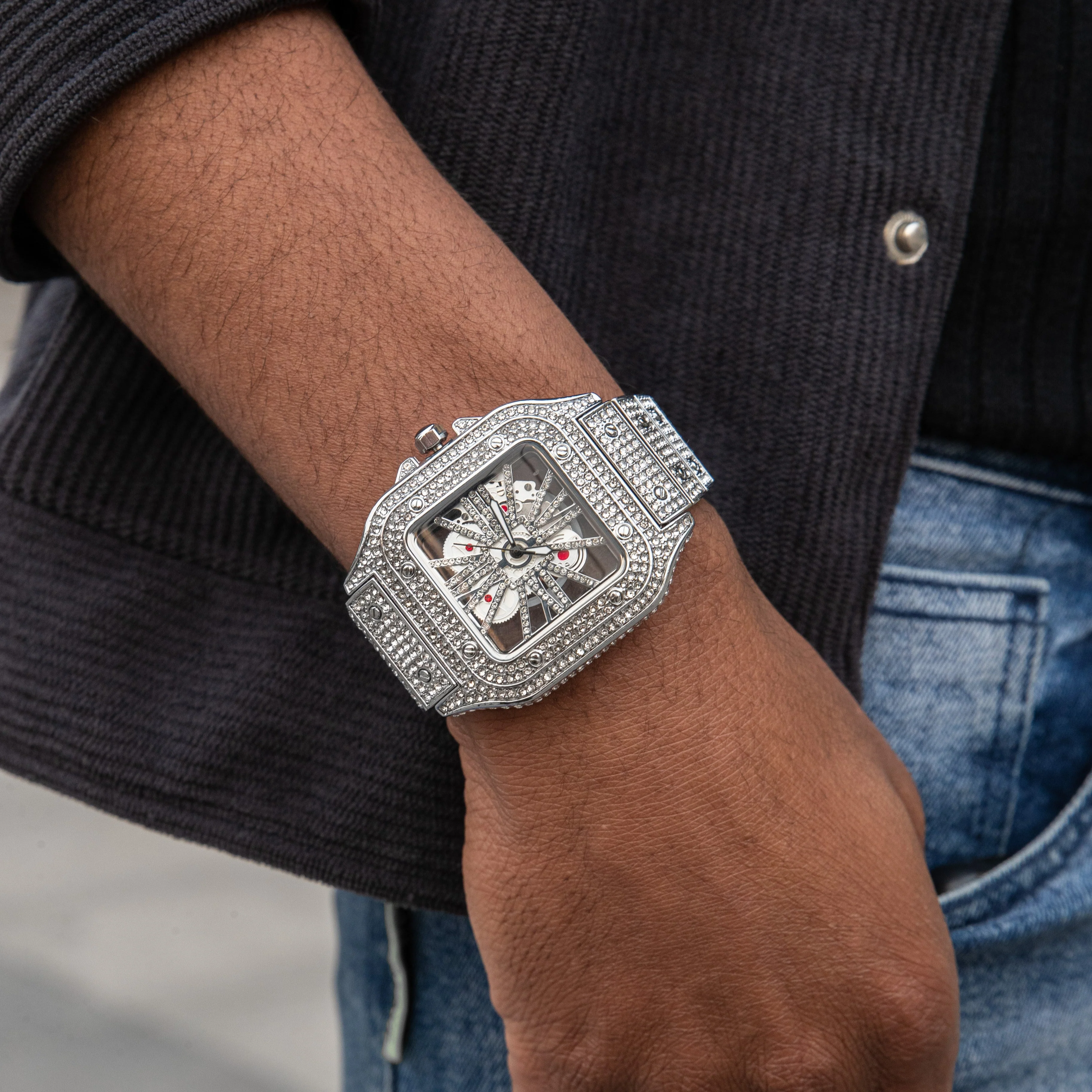 Skeleton Iced Out Watch - Image 10