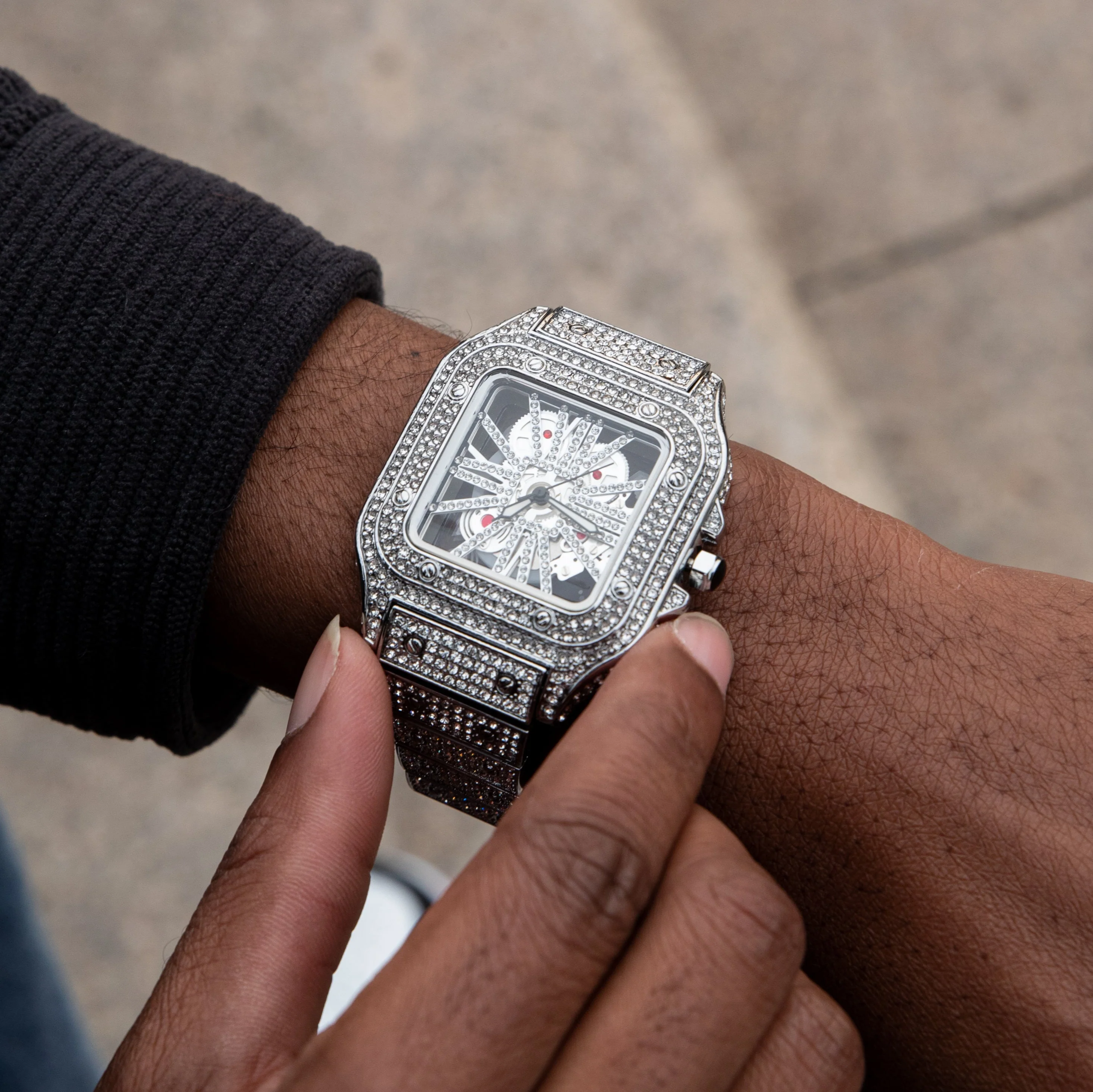Skeleton Iced Out Watch - Image 8
