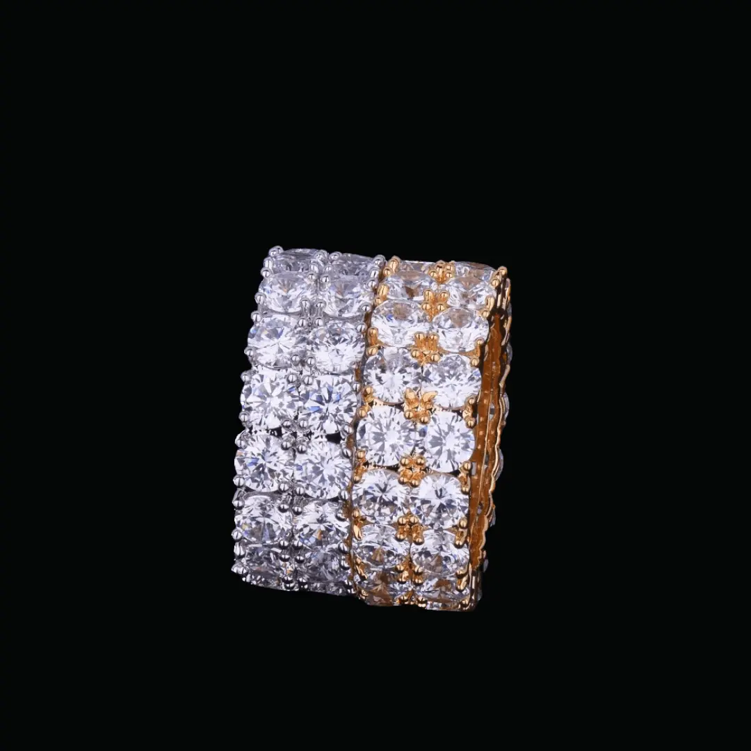 Tennis Two Rows Solitaire Iced Out Ring - Image 6