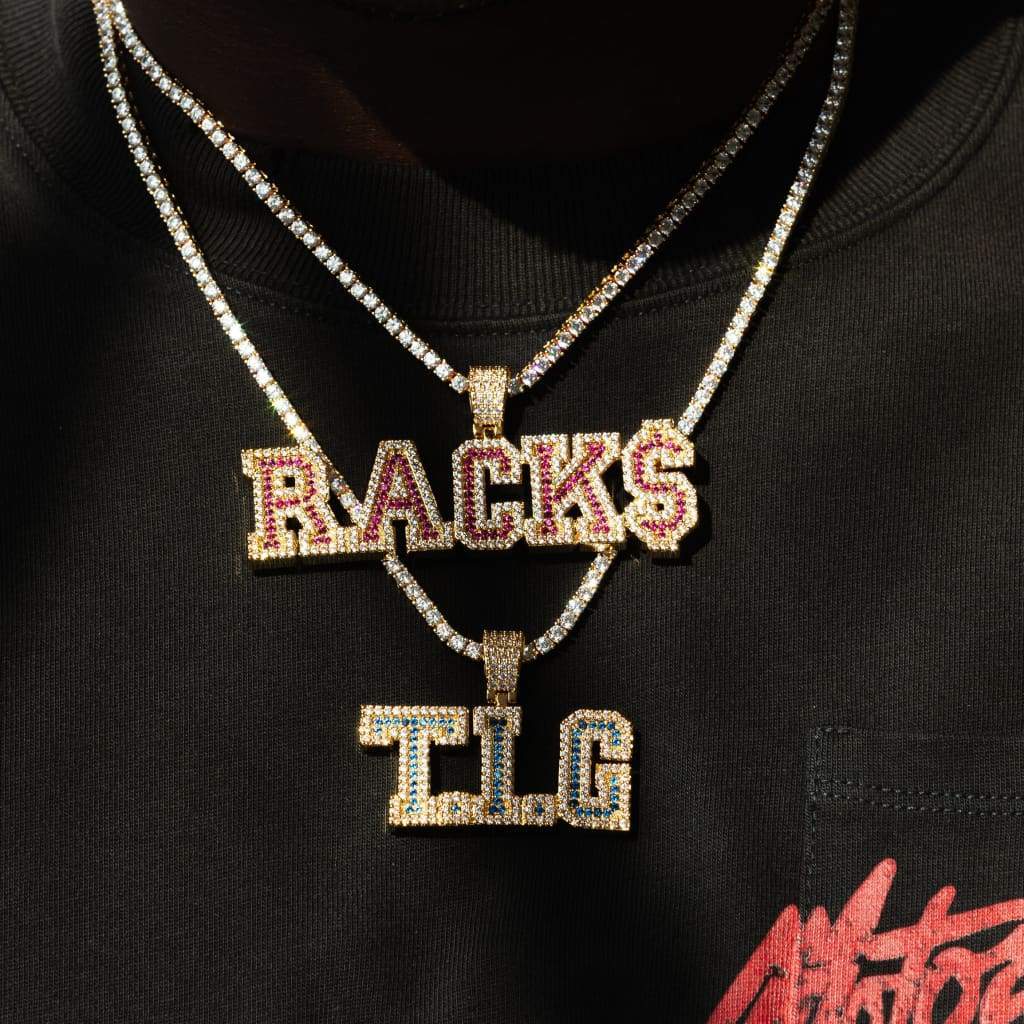 Varsity Letter Custom Pendant - White Gold - Image 4