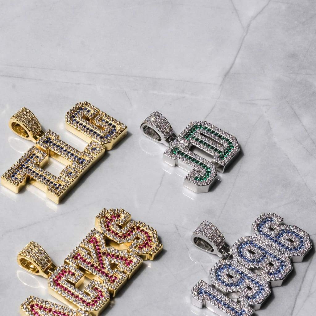Varsity Letter Custom Pendant - White Gold - Image 7