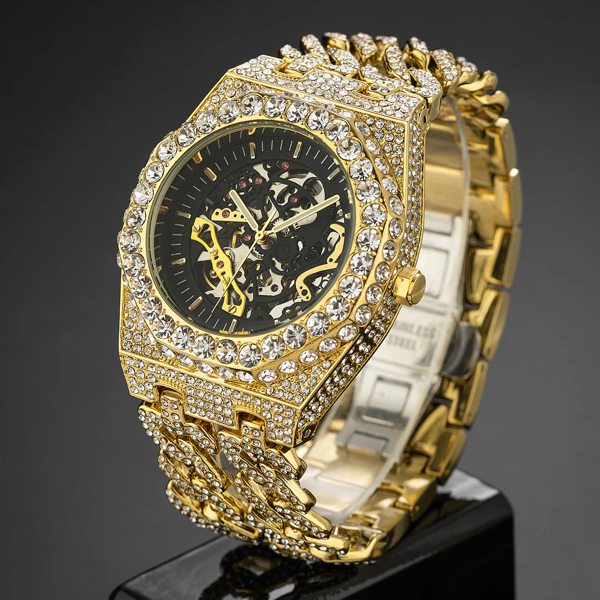 Versace Skeleton Iced Out Watch - Image 3