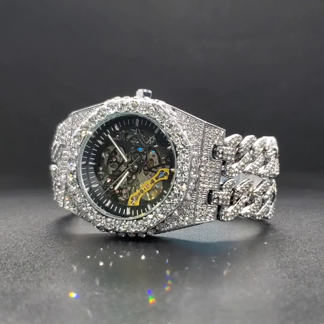 Versace Skeleton Iced Out Watch - Image 5