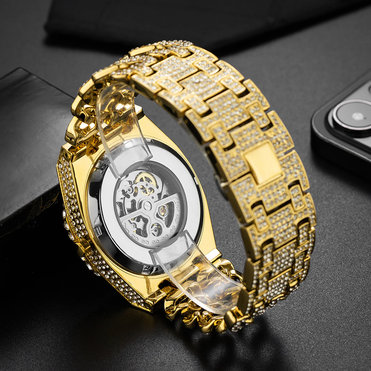Versace Skeleton Iced Out Watch - Image 6