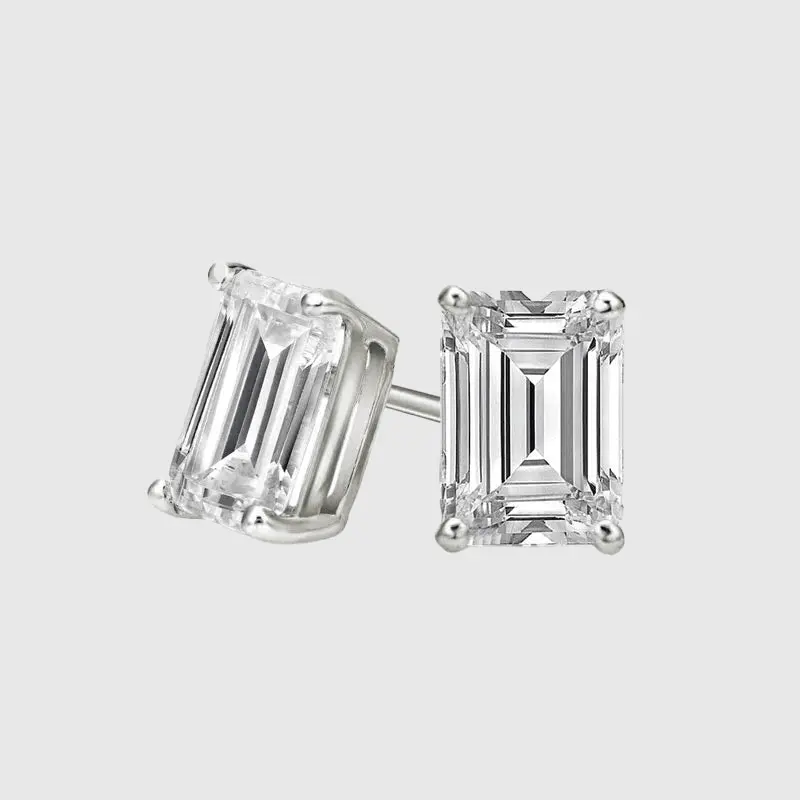 BAGUETTE STUD EARRINGS 1.2 CTW - White Gold Vermeil