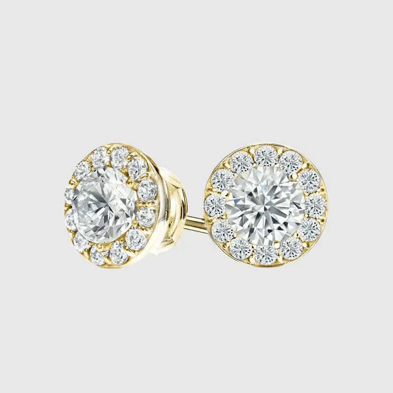 HALO STUD EARRINGS 2.4CTW - Gold Vermeil