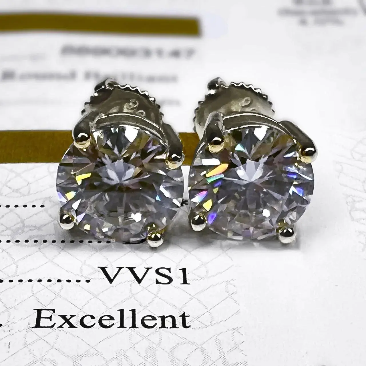 ROUND STUD EARRINGS 5MM   - White Gold Vermeil - Image 2